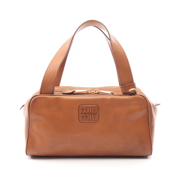 Miu Miu VITTELO ANTIC Handbag 5BB182 leather Brown Used Women