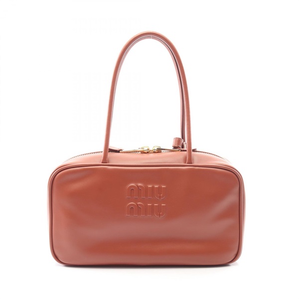 Miu Miu Bow Bag Medium Shoulder 5BB172 leather Brown Used Women