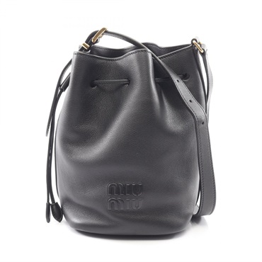 Miu Miu Bucket Shoulder Bag 5BE090 leather Black Used Women