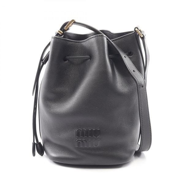 Miu Miu Bucket Shoulder Bag 5BE090 leather Black Used Women