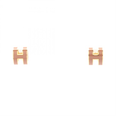 HERMES MINI POP H Pierced earrings Gold Plated Pink Used Women
