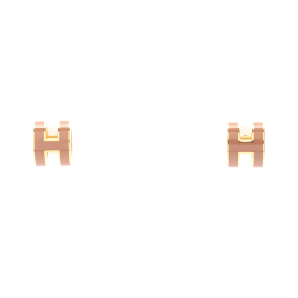 HERMES MINI POP H Pierced earrings Gold Plated Pink Used Women