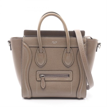 CELINE Luggage Nano Shopper crossbody shoulder Handbag 189243HSC leather gray