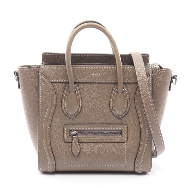 CELINE Luggage Nano Shopper crossbody shoulder Handbag 189243HSC leather gray