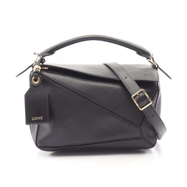 LOEWE Puzzle Small Shoulder Crossbody Handbag leather Black GHW Used Women