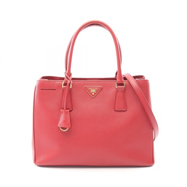 PRADA SAFFIANO LUX Shoulder Tote Handbag 1BA874 leather Red Used Women crossbody