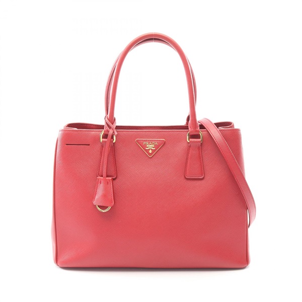 PRADA SAFFIANO LUX Shoulder Tote Handbag 1BA874 leather Red Used Women crossbody