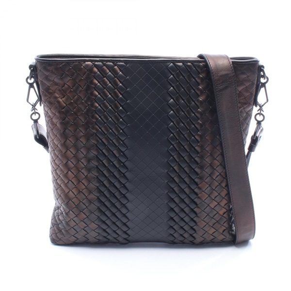 BOTTEGA VENETA Intrecciato Shoulder crossbody Bag leather Brown Black Used mens