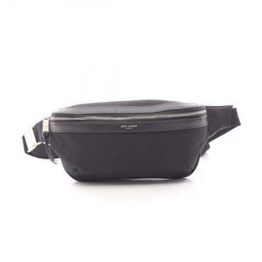 SAINT LAURENT PARIS Waist Belt Bum Bag 557831 canvas leather Black Used unisex