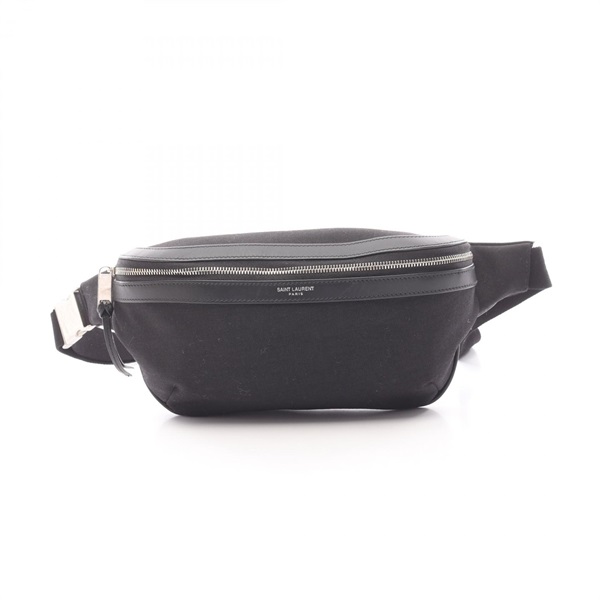 SAINT LAURENT PARIS Waist Belt Bum Bag 557831 canvas leather Black Used unisex