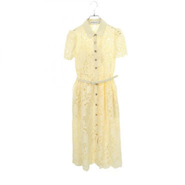 Self-Portrait Total lace COLLARED MIDI Dress polyester Yellow #UK6 Used Women