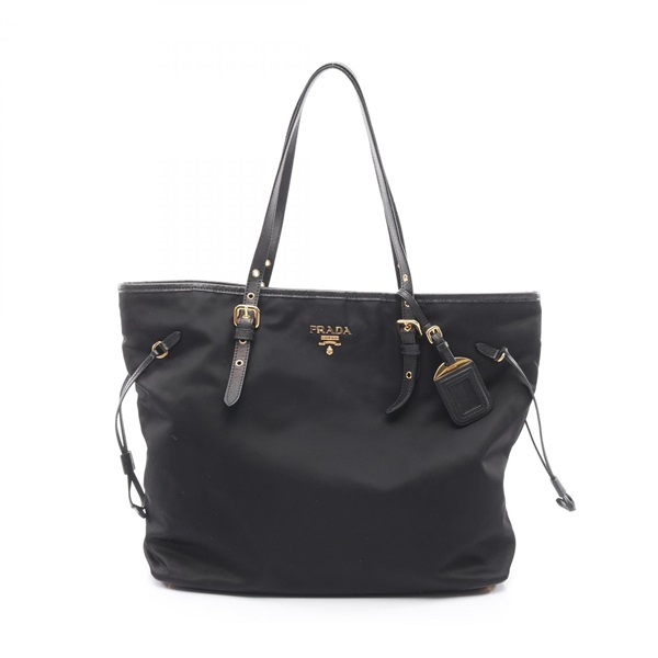 PRADA TESSUTO SAFFIANO shoulder hand Tote Bag 1BG997 Nylon Black Used Women