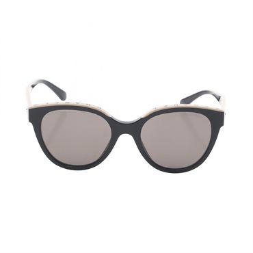 CHANEL COCO Mark Butterfly Shape sunglasses Plastic Black Beige Used Women CC