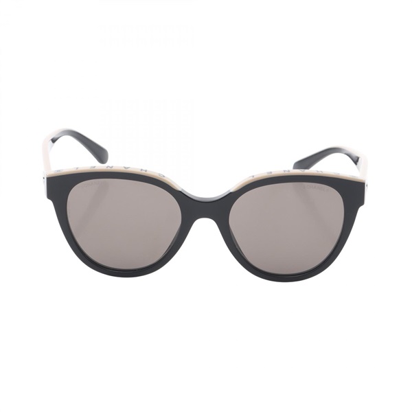 CHANEL COCO Mark Butterfly Shape sunglasses Plastic Black Beige Used Women CC