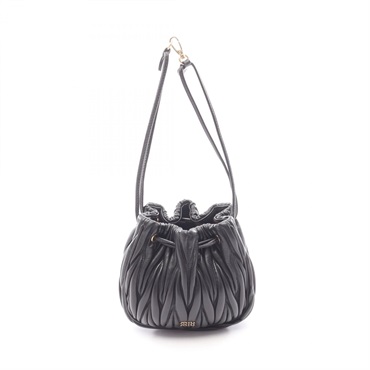 Miu Miu Materasse pouch Handbag 5ND022 leather Black Used Women