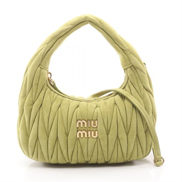 Miu Miu Wonder Matelassé 2WAY Shoulder Handbag 5BC125 Suede Green Used Women