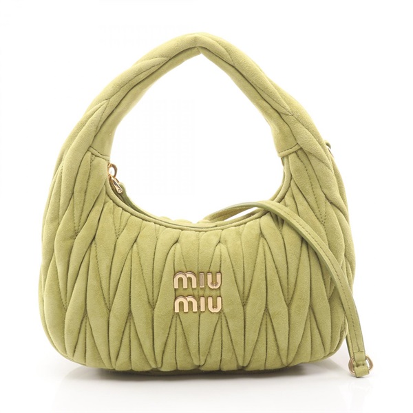 Miu Miu Wonder Matelassé 2WAY Shoulder Handbag 5BC125 Suede Green Used Women