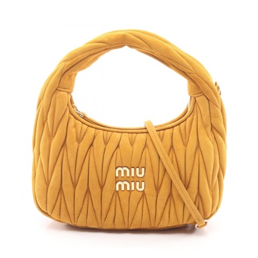 Miu Miu Wonder Matelassé 2WAY Shoulder Handbag 5BC125 Suede Brown Used Women