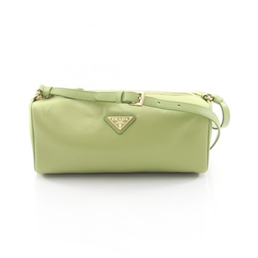 PRADA Re-Nylon pouch TESSUTO+SAFFIAN Shoulder Bag 1NE058 leather Green Used