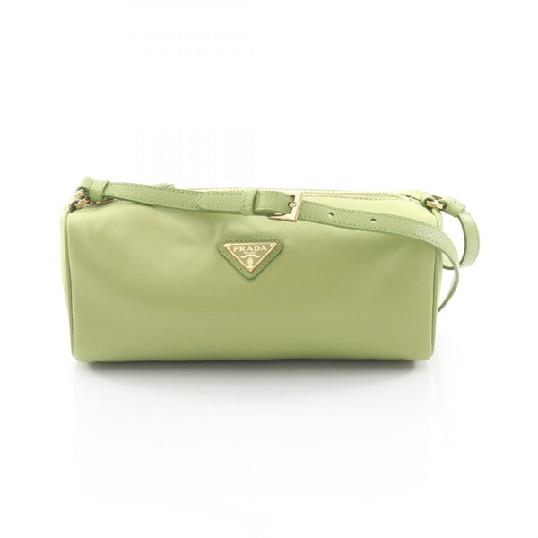 PRADA Re-Nylon pouch TESSUTO+SAFFIAN Shoulder Bag 1NE058 leather Green Used