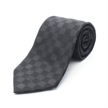 LOUIS VUITTON Damier Tie Silk Black Used mens LV