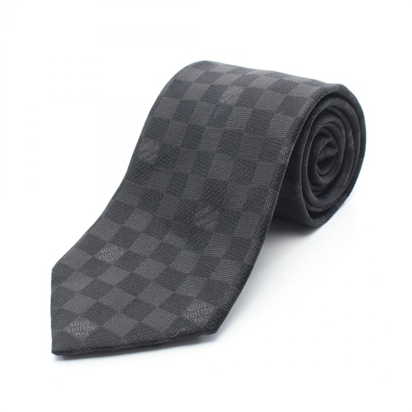 LOUIS VUITTON Damier Tie Silk Black Used mens LV