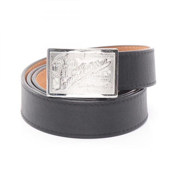 LOUIS VUITTON Ceinture jeans Belt M6812 leather Black Used mens