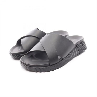 HERMES Infra Sandals Shoes flat leather Black Used Women size 39