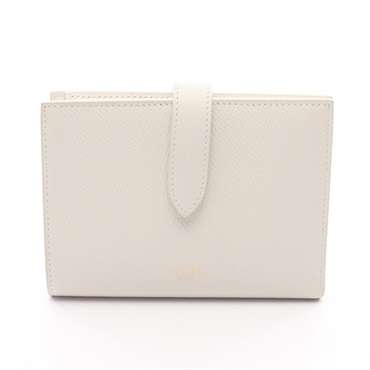 CELINE Medium strap wallet Bi-fold compact purse 10B64 3BFP leather White Used