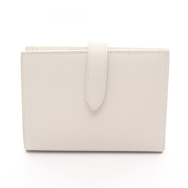 CELINE Medium strap wallet Bi-fold compact purse 10B64 3BFP leather White Used