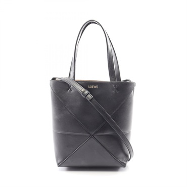 LOEWE Puzzle Fold Mini crossbody tote Handbag A657V25X01 leather Black Used