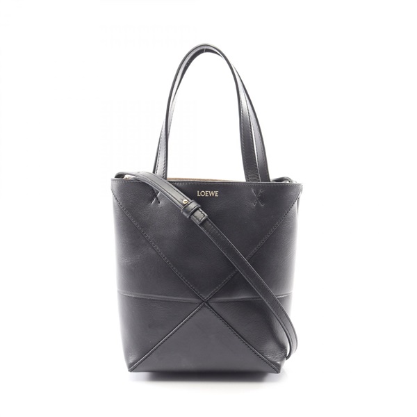 LOEWE Puzzle Fold Mini crossbody tote Handbag A657V25X01 leather Black Used
