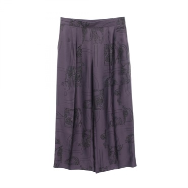 HERMES EN DESORDRE FINESSE Twillaine Pants Silk Purple Used Women size 38