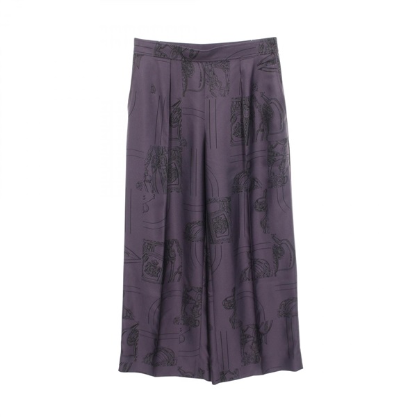 HERMES EN DESORDRE FINESSE Twillaine Pants Silk Purple Used Women size 38