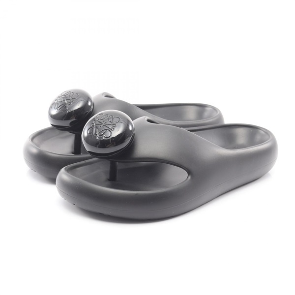 LOEWE Form Pebble Sandals rubber Black Used Women #36