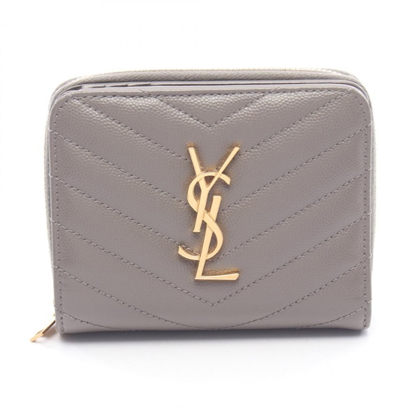 SAINT LAURENT PARIS Monogram Bi-fold wallet 668288 leather Gray Used Women YSL
