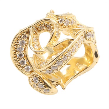 BOTTEGA VENETA Bottega Veneta CZ Sterling Silver Ring Used US size 4.25 Women