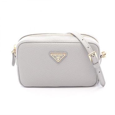 PRADA Triangle logo Shoulder Crossbody Bag 1NF060 leather Gray Women