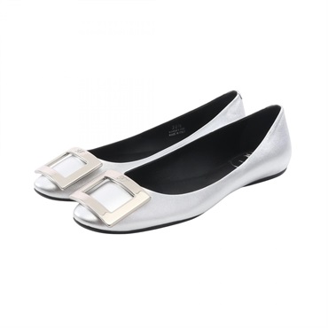 Roger Vivier Gommette Flat Pumps Shoes #36 1/2 leather Silver Used Women