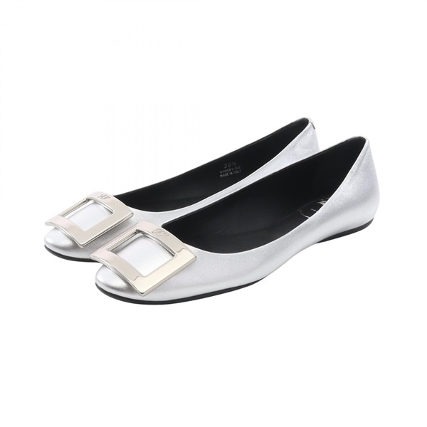 Roger Vivier Gommette Flat Pumps Shoes #36 1/2 leather Silver Used Women