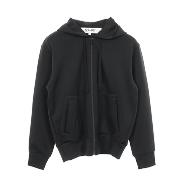 PLAY COMME des GARCONS Heart Embroidery Zip-up Hoodie polyester Black Used #XS