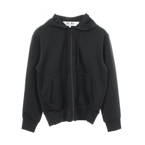 PLAY COMME des GARCONS Heart Embroidery Zip-up Hoodie polyester Black Used #XS