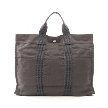 HERMES Herline MM Hand Tote Bag Nylon canvas Gray Used unisex SHW