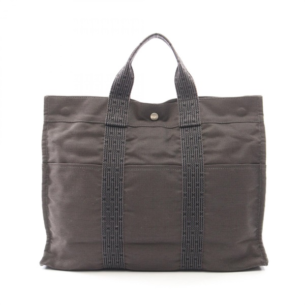 HERMES Herline MM Hand Tote Bag Nylon canvas Gray Used unisex SHW