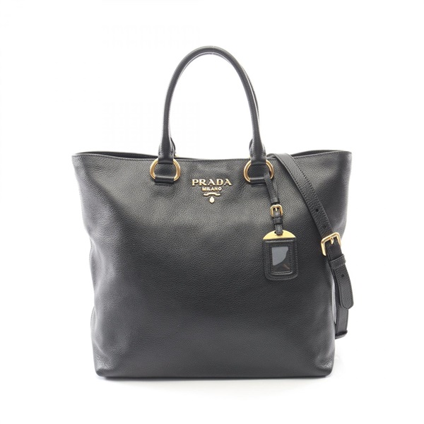 PRADA VITELLO PHENIX 2WAY Tote Crossbody Handbag 1BG865 leather Black Used