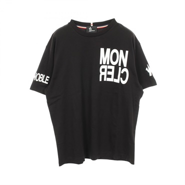 MONCLER GRENOBLE logo print crew neck T-shirt cotton Black #S Used mens