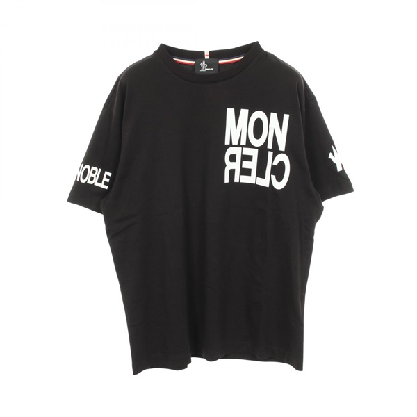 MONCLER GRENOBLE logo print crew neck T-shirt cotton Black #S Used mens