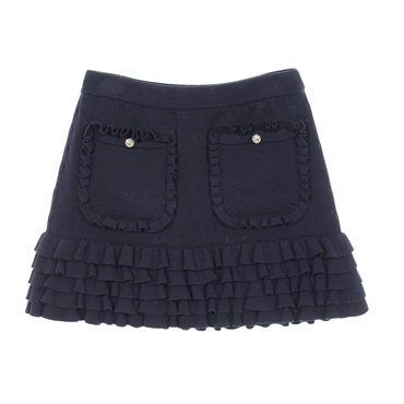 CHANEL COCO Button Frill Tiered Knit Mini Skirt #40 P70317K10008 cotton Used CC