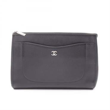 CHANEL COCO Mark business clutch bag leather Black SHW Women
