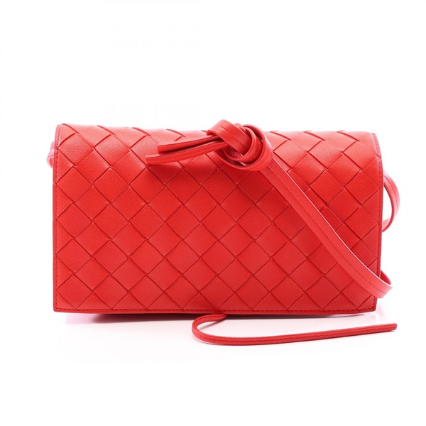 BOTTEGA VENETA Intrecciato Shoulder Bag 630547 leather Red Used Women BV